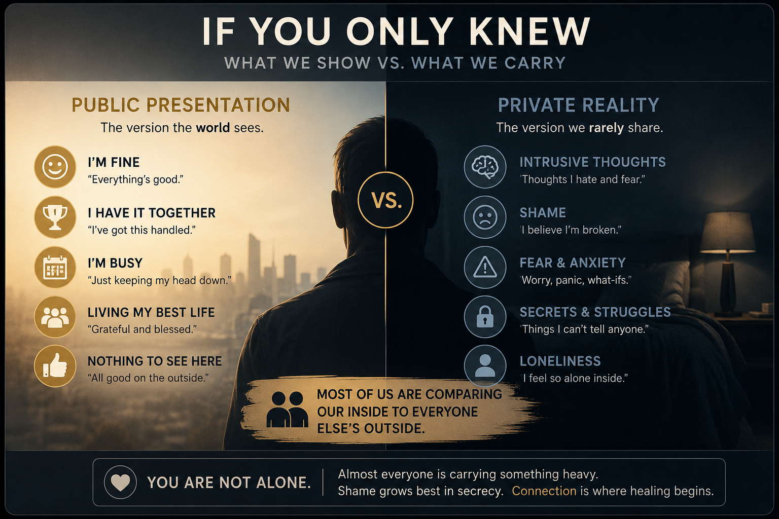 Public presentation versus private reality graphic
