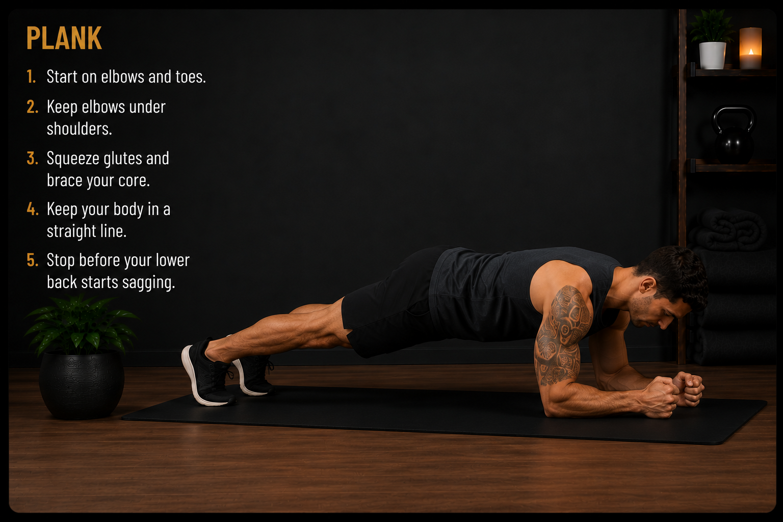 Male demonstrating plank exercise